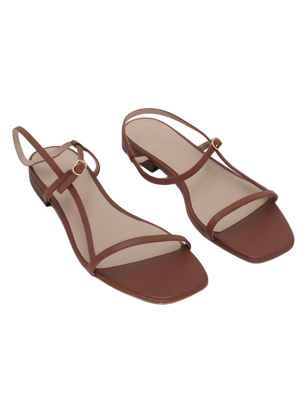 Lauren Ralph Lauren Lainee Tan Leather Flat Ankle Strap Sandals Size 10M